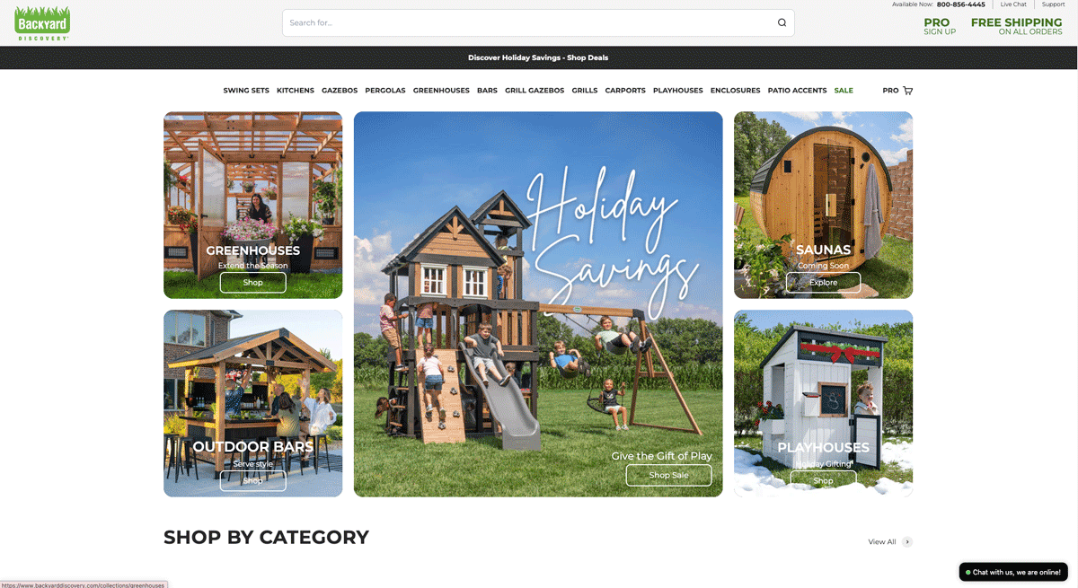 Backyard Discovery website homepage