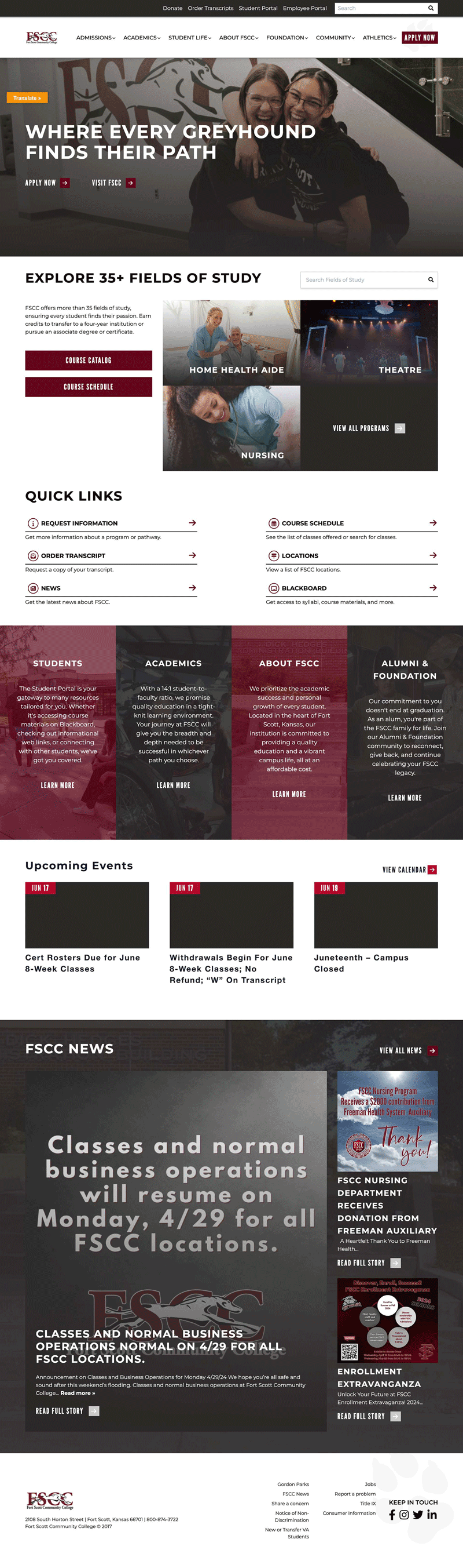 Fort Scott Community College website