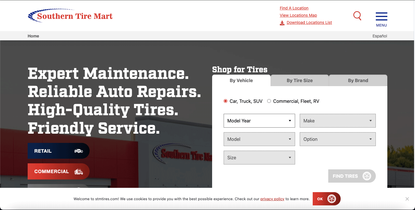 Southern Tire Mart homepage