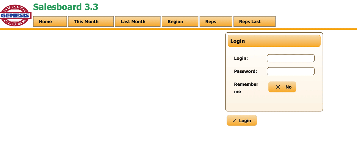 Old SalesBoard login page